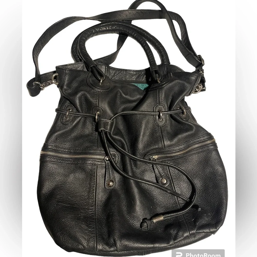 Hype Black leather bucket purse